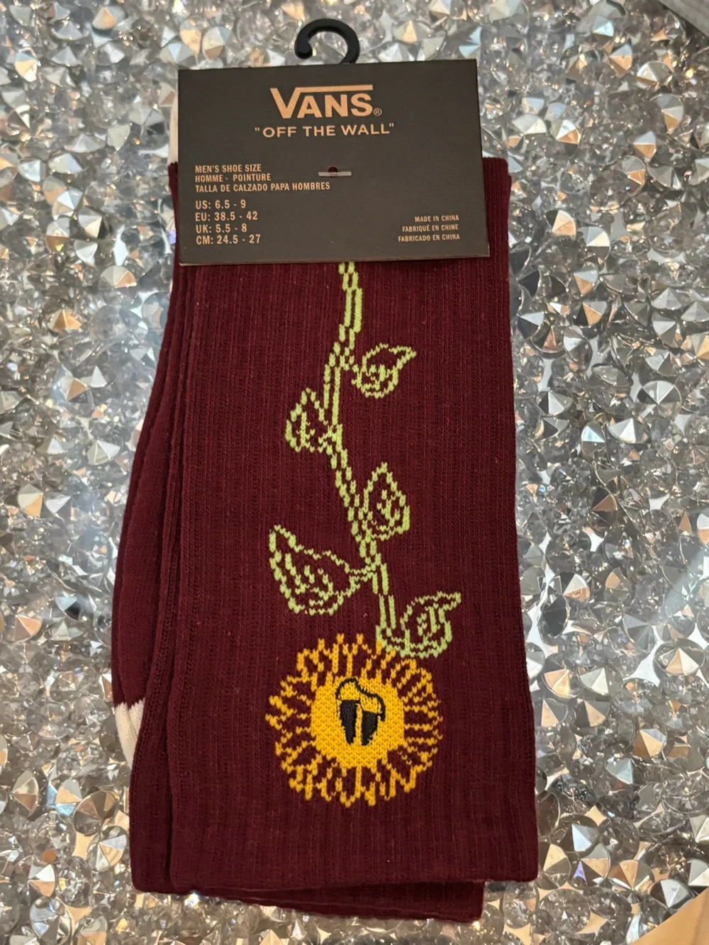 Vans Sunflower Floral Crew Socks NWT Men’s 6.5–9 Women’s 8–10.5
